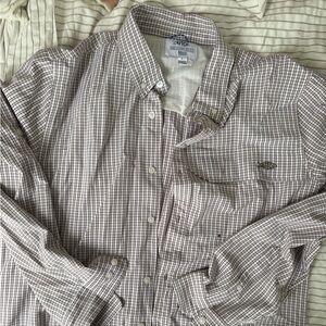 AFTCO Brown and white Plaid Casual Button Down Shirt